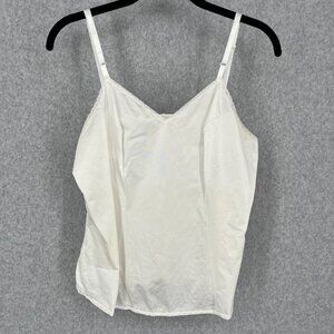 Vanity Fair VTG Slip Cami Top Size L Ivory White Lace Trim Dainty Made in USA